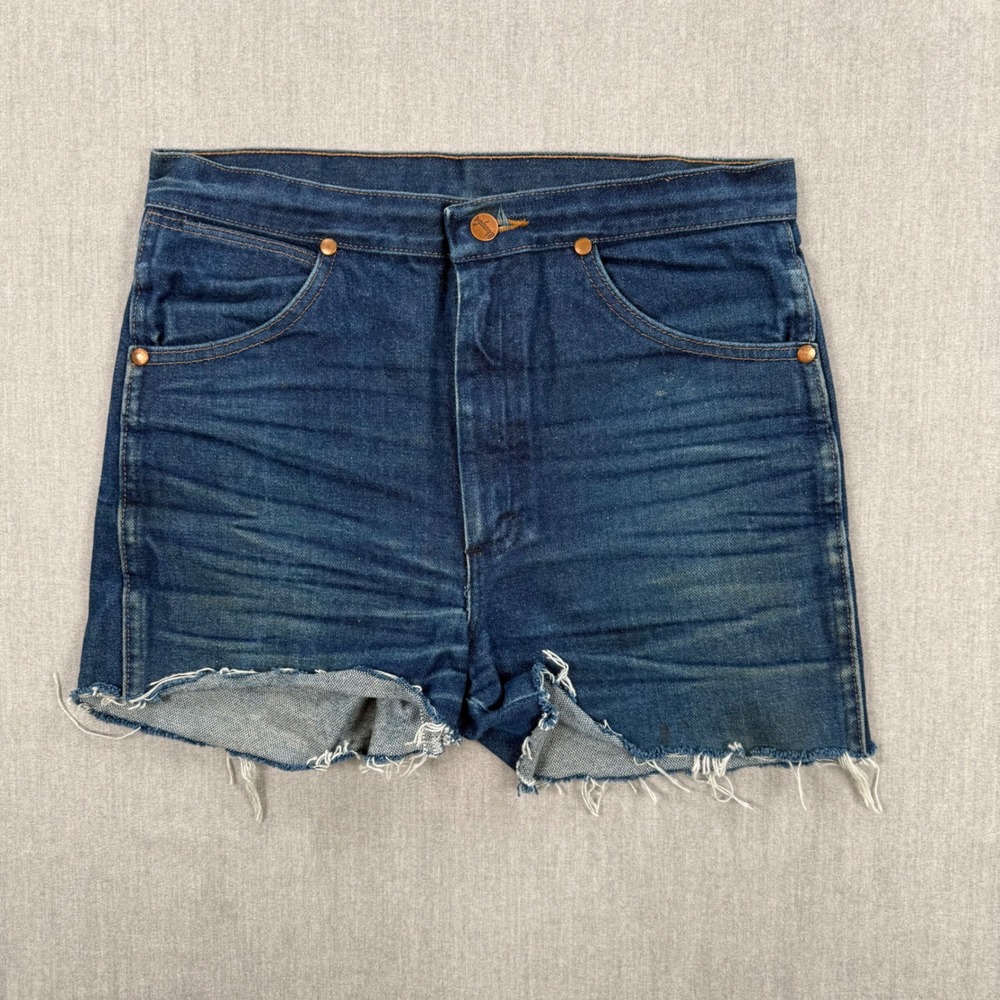 High-Rise Dark Blue Denim Cutoff Shorts